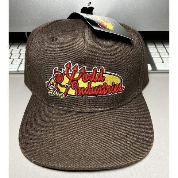 World Industries Brown Snapback Baseball Hat Skateboard Cap Mens NEW Fast Ship - Picture 2 of 11